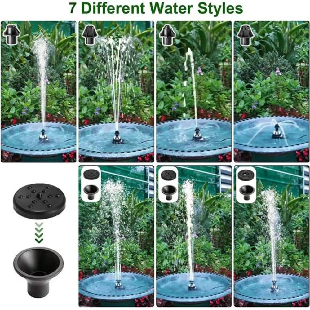 24-Hours Working BirdBath Fountains Plug in,Adjustable DC 12V Water FountainPump